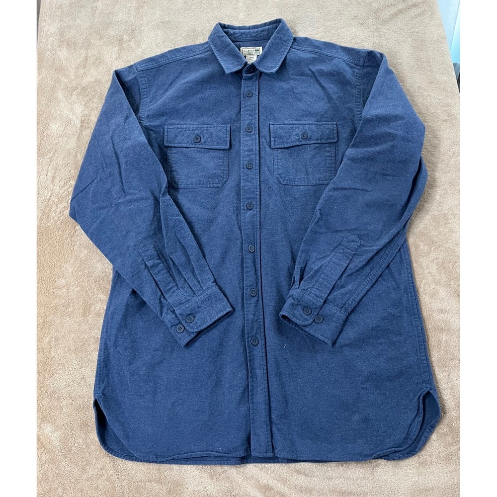 Vintage L.L.Bean Chamois Cloth Shirt Men's L-Tall Blue Cotton Button-Up L/S EUC